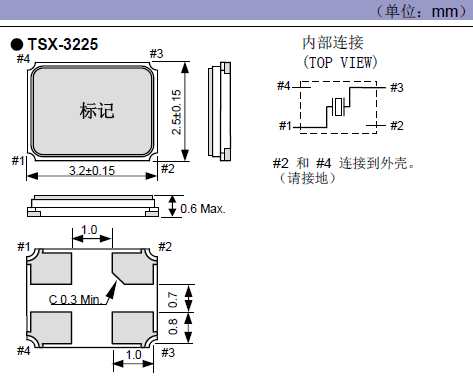 TSX-322晶振晶體外部尺寸圖